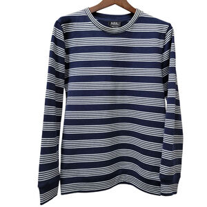 A.P.C. Men's Striped Crewneck Long-Sleeves Pullover Shirt Size Medium Excellent